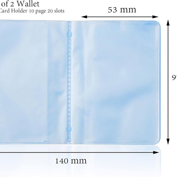 Plastic Wallet Insert Credit Card Holder Transparent 10 page 20 slots, 2 Pack - Picture 2 of 8